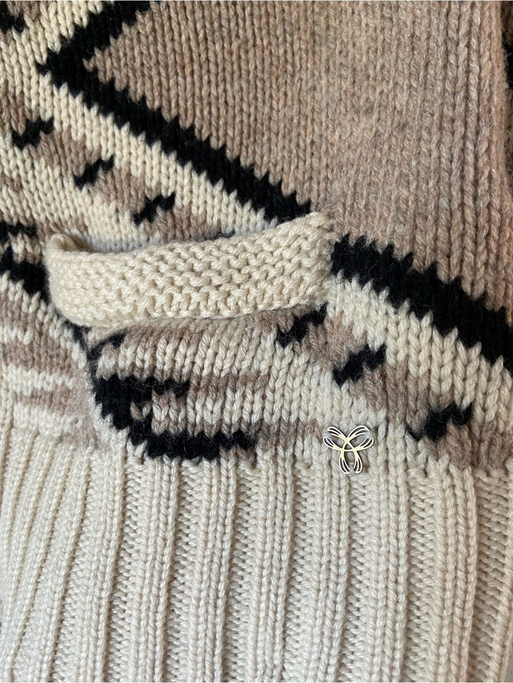 TNA Wool Zip Up Aritiza Cardigan Cozy Fall
Winter Chunky Knit Grey Cream Pockets - Picture 9 of 12